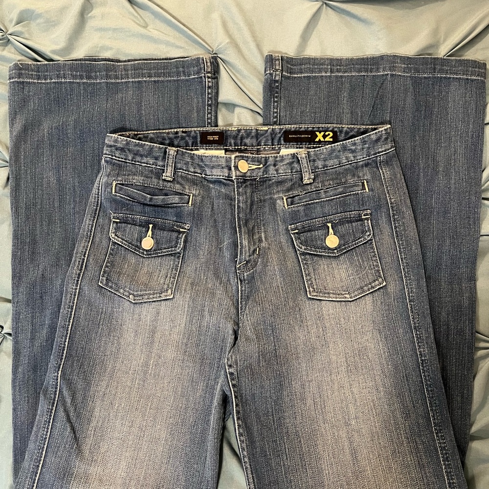 24hr SALE 🔥 Express High Waist Wide Leg X2 Quality Blue Denim Jeans